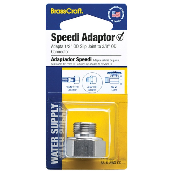 Brasscraft Speedi Plumb 3/8 in. O.D. Tube pc X 1/2 in. D FIP Chrome Plated Brass Adapter 66-6-8WX CD - main